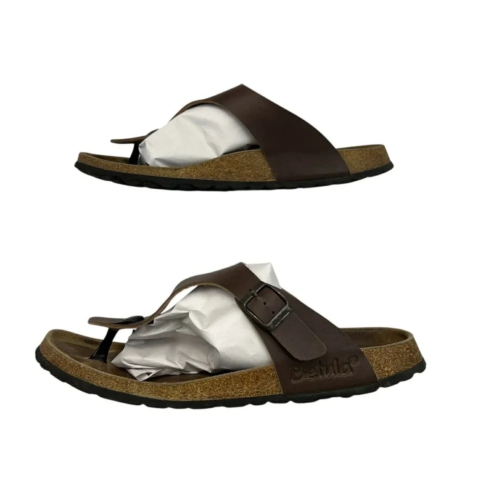 Birkenstock‎ Betula Brown Leather Thong Cork Footbed Sandals Women's Size 10